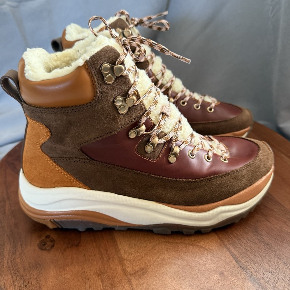 Kari Traa Betzy Hiking Boots Hazel Brown Rugged Suede Shearling Lined Womens 8.5